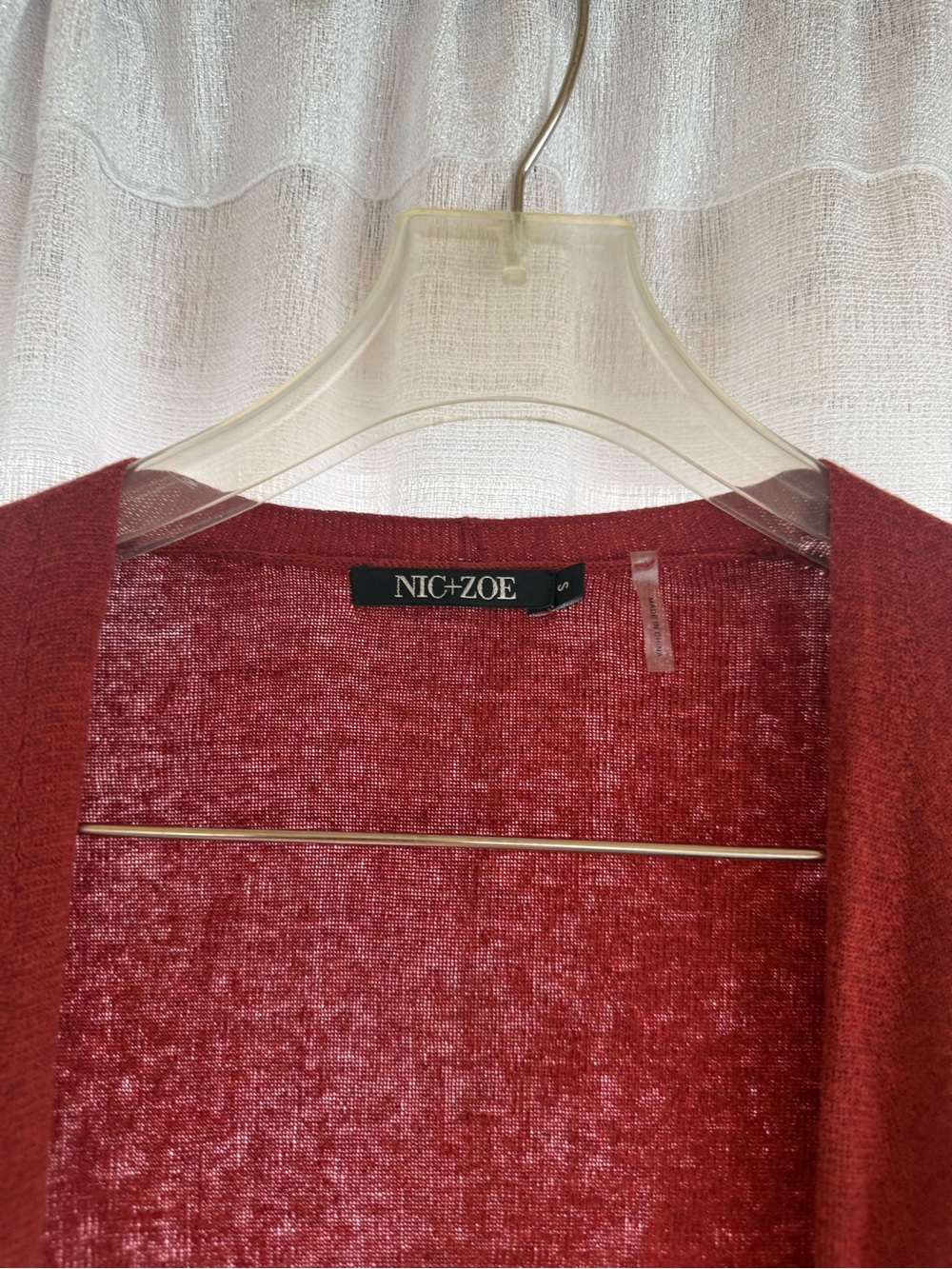NIC+ZOE Open-Front Rust Knit Cardigan - Picture 3 of 5